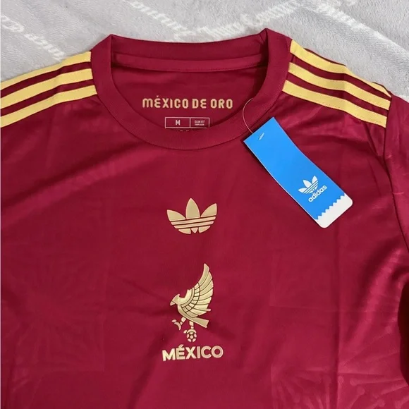 Adidas Maroon and Gold Mexico Tee - Picture 2 of 5